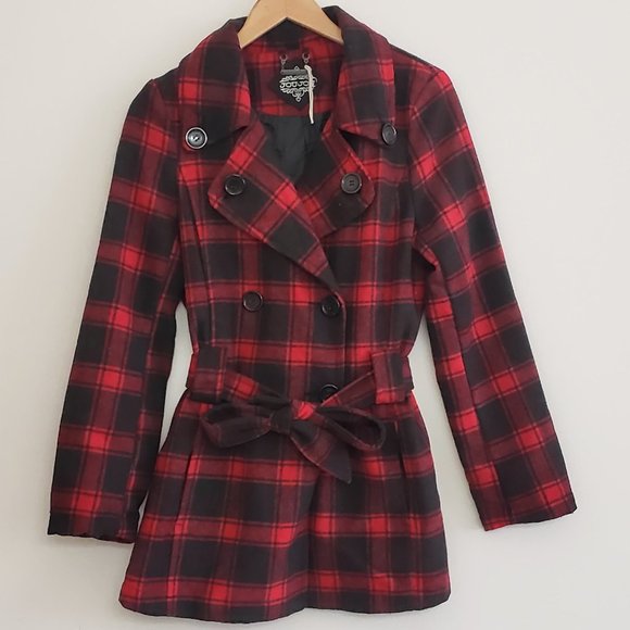 Jou Jou Jackets & Blazers - JouJou Peacoat / Jacket / Coat, Red and black buffalo Plaid, Size  Large